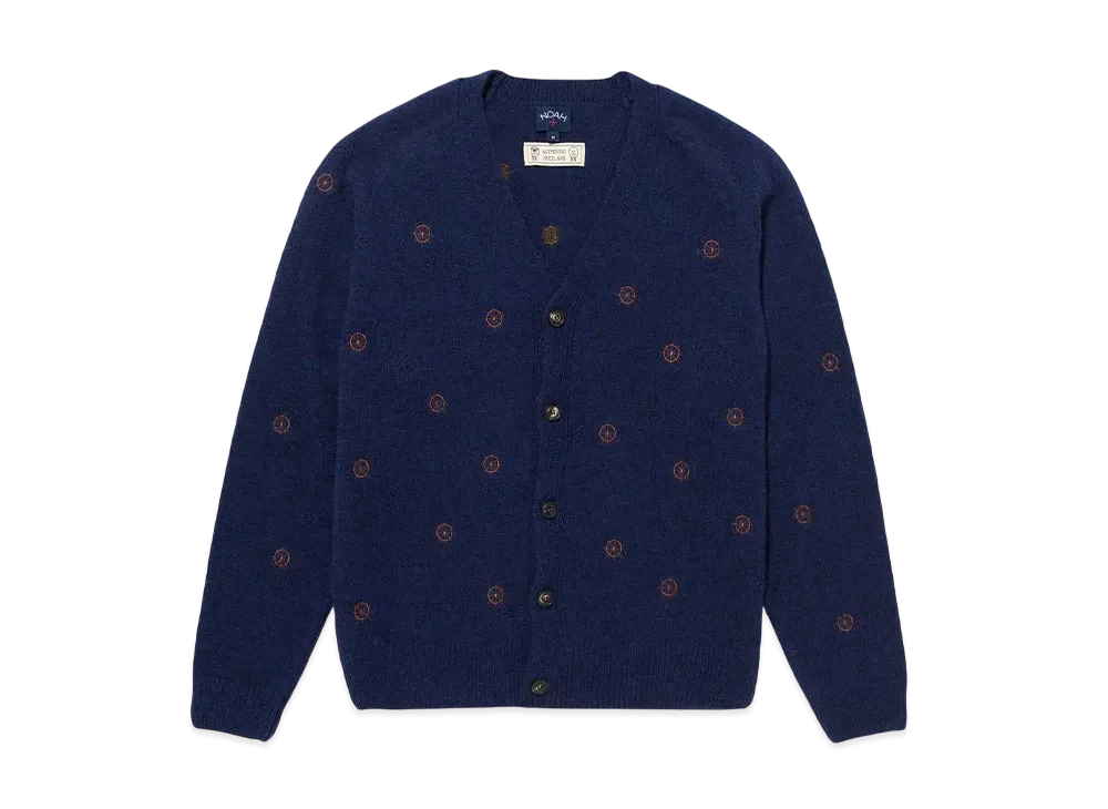 Noah Ship Wheel Shetland Cardigan "Navy"