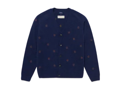 Noah Ship Wheel Shetland Cardigan "Navy"