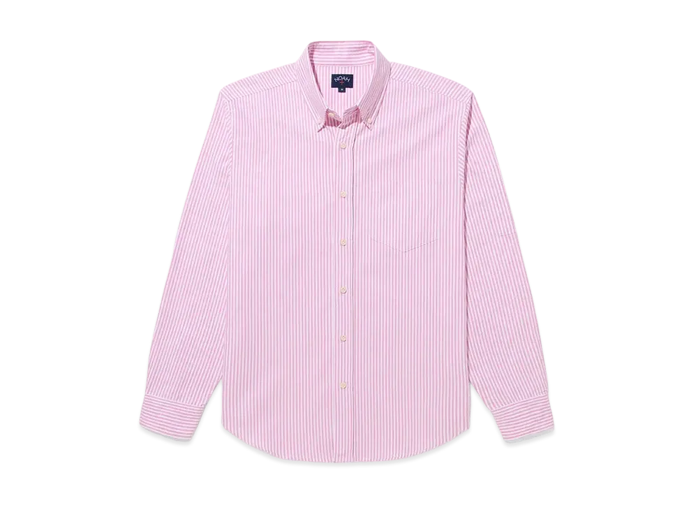 Noah Striped Oxford Shirt "White/Coral"