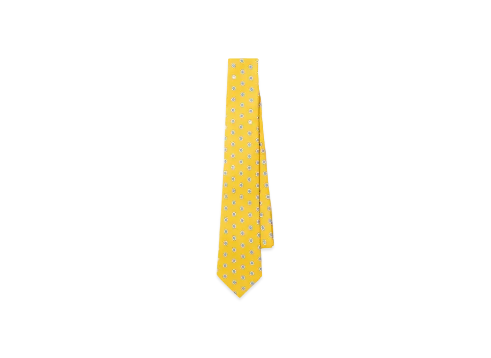 Noah Linen Flower Print Necktie "Yellow"