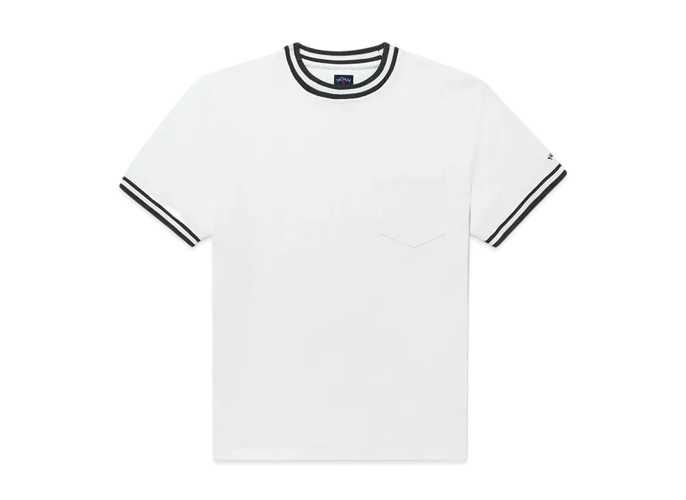 Noah Striped Rib Pique Ringer "White/Navy"