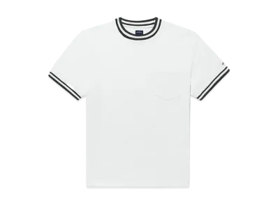 Noah Striped Rib Pique Ringer "White/Navy"