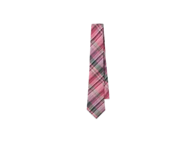 Noah Linen Madras Necktie "Pink"