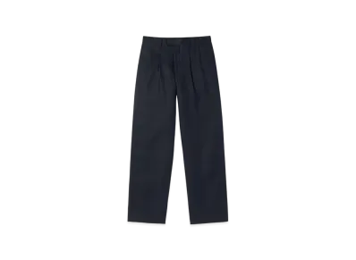 Noah Double-Pleat Herringbone Linen Trousers "Black"