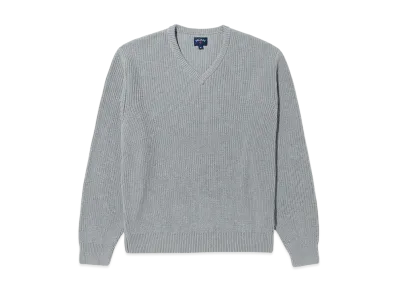 Noah V-Neck Shaker Stitch Sweater "Hether Grey"