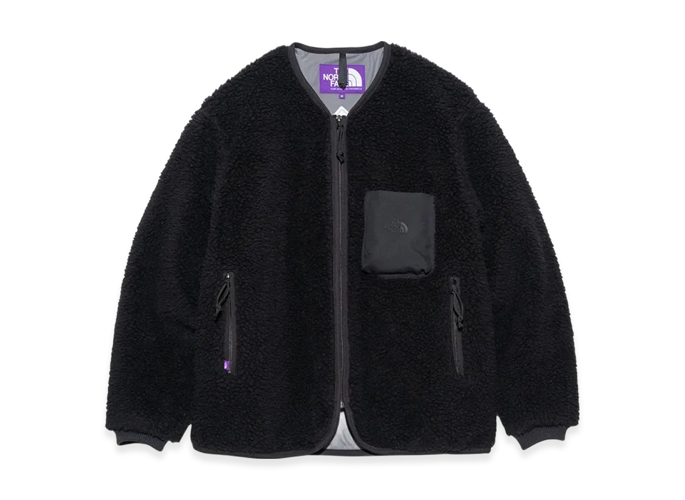 The North Face Purple Label Wool Boa Windstopper Field Cardigan "Black"