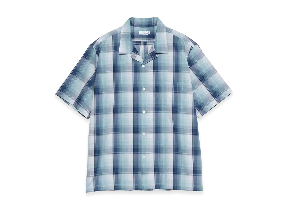 nanamica Open Collar Pique S/S Shirt "Navy/Mint"