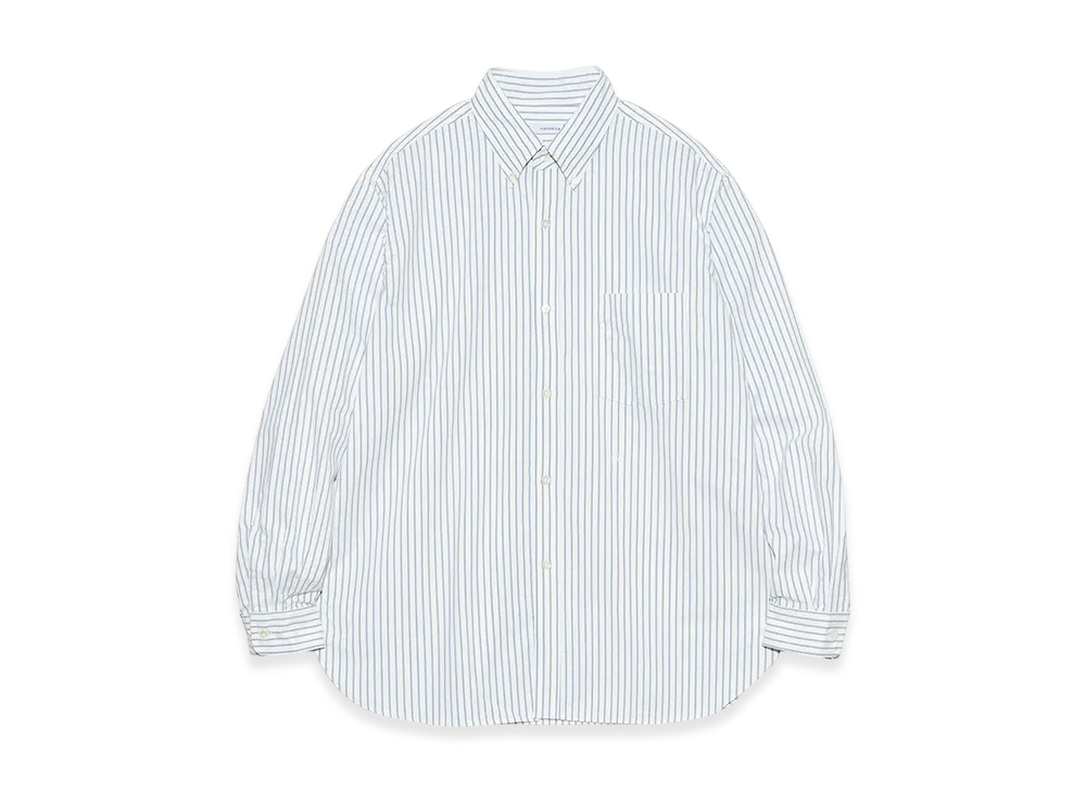 nanamica Button Down Stripe Wind Shirt "White"