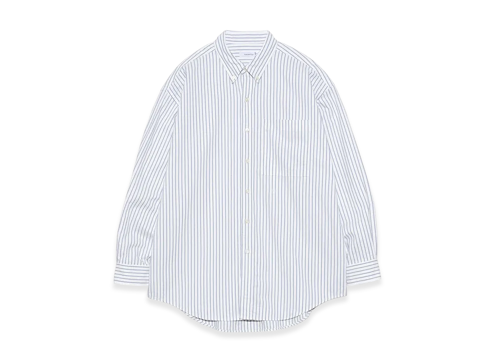 nanamica Button Down Stripe Wind Shirt "White"