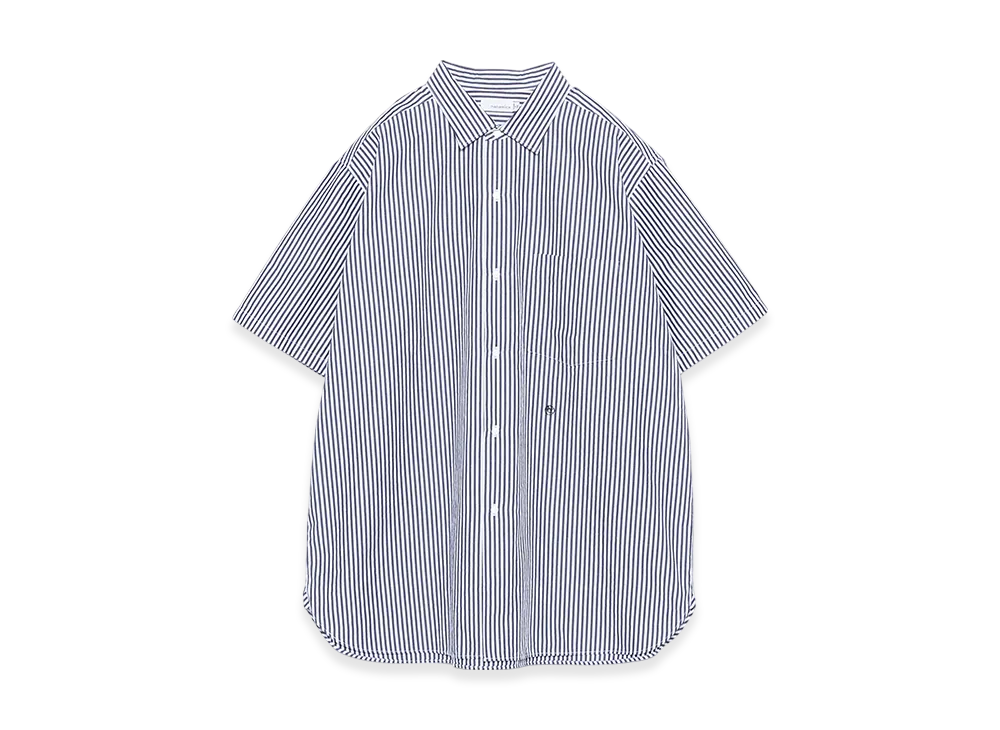 nanamica Regular Collar Wind S/S Shirt "WhitexNavy"