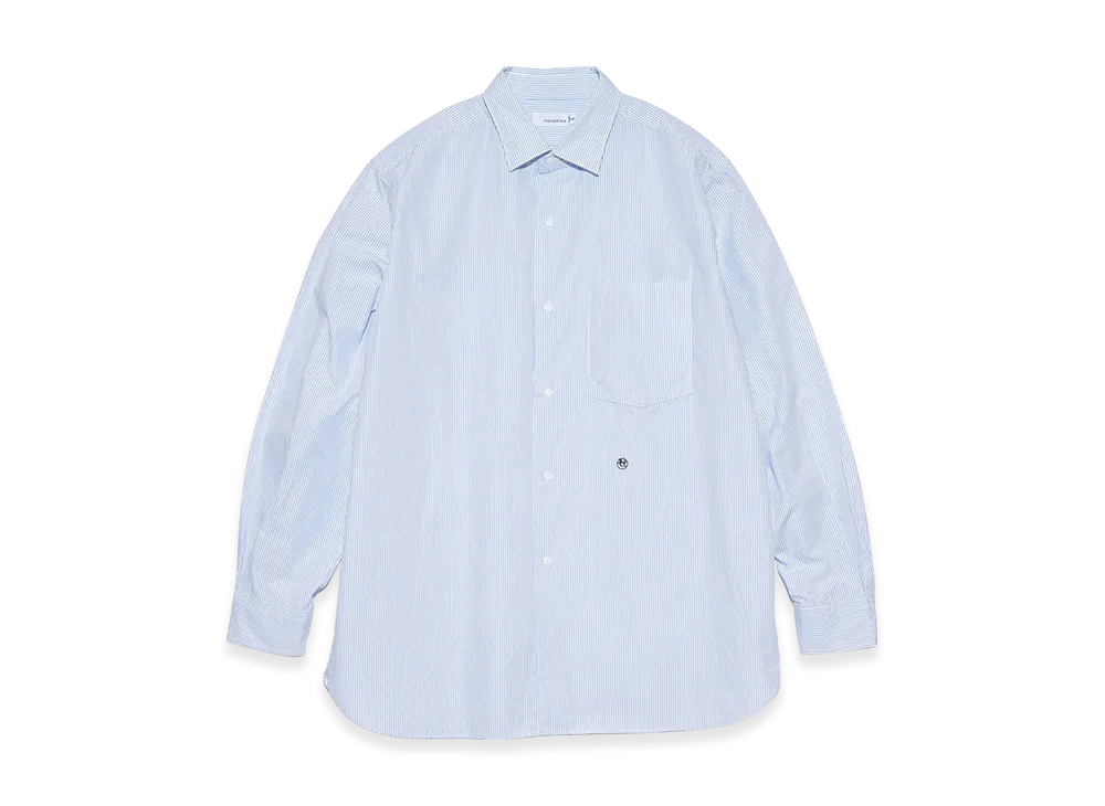 nanamica Regular Collar Stripe Wind Shirt "Sax"