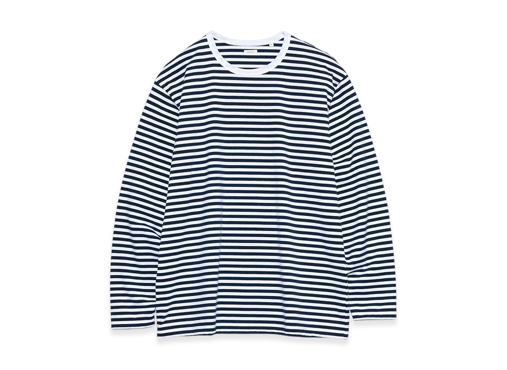 nanamica Coolmax Stripe Jersey L/S Tee "Navy/White"