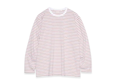 nanamica Coolmax Stripe Jersey L/S Tee "Pink/White"