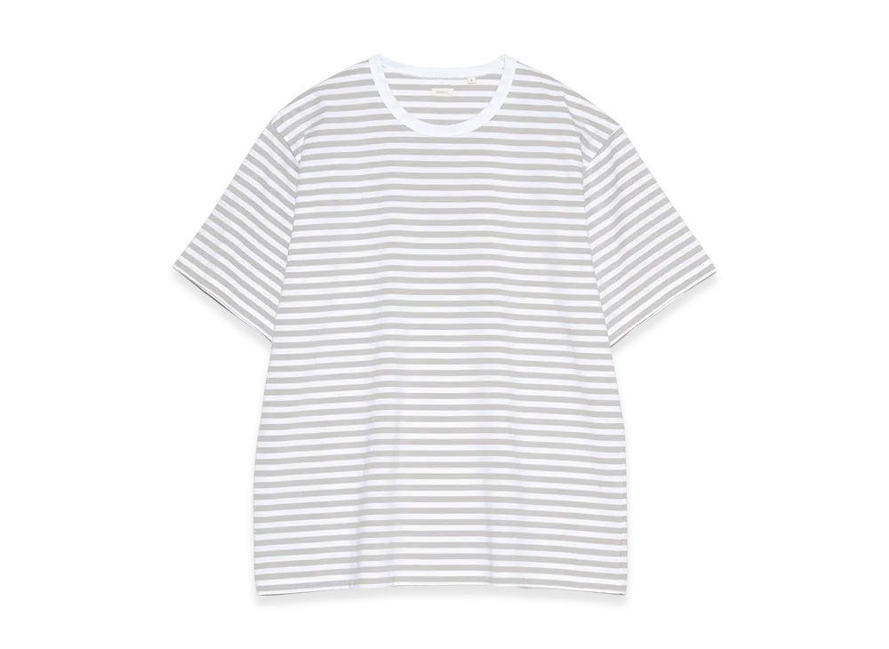 ナナミカ クールマックス ストライプジャージーTシャツ "サンドベージュ/ホワイト"