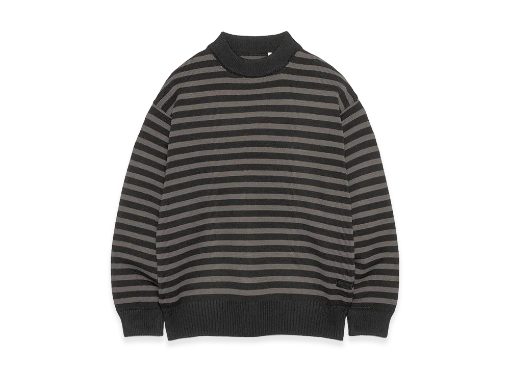 nanamica Mock Neck Stripe Sweater "Black"