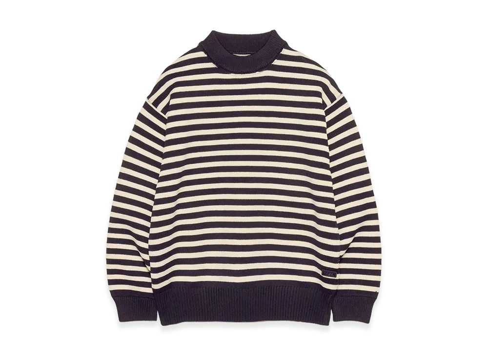 nanamica Mock Neck Stripe Sweater "Navy"