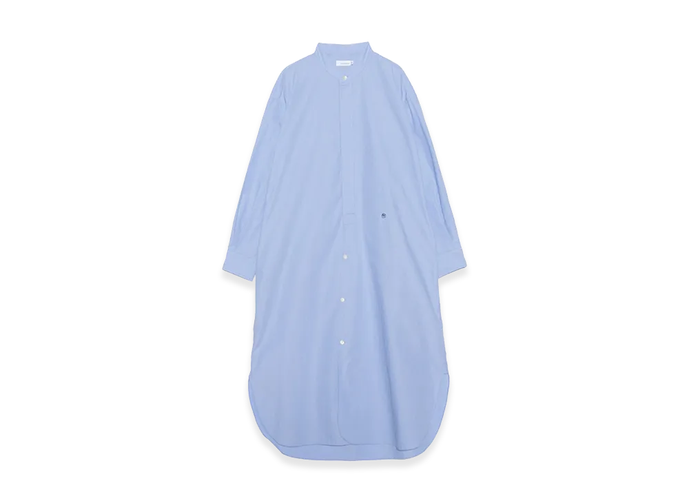nanamica Band Collar Wind Shirt Dress "Sax"