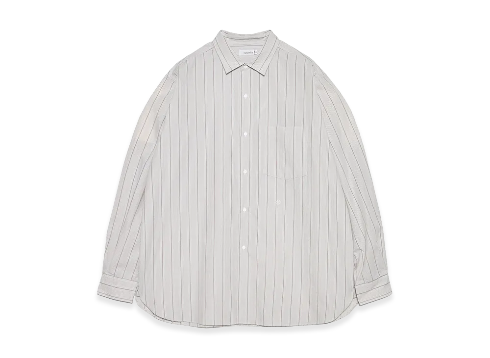 nanamica Regular Collar Stripe Wind Shirt "Gray"