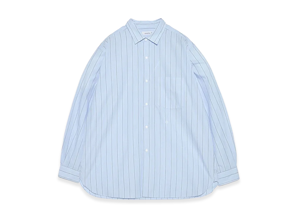 nanamica Regular Collar Stripe Wind Shirt "Sax"