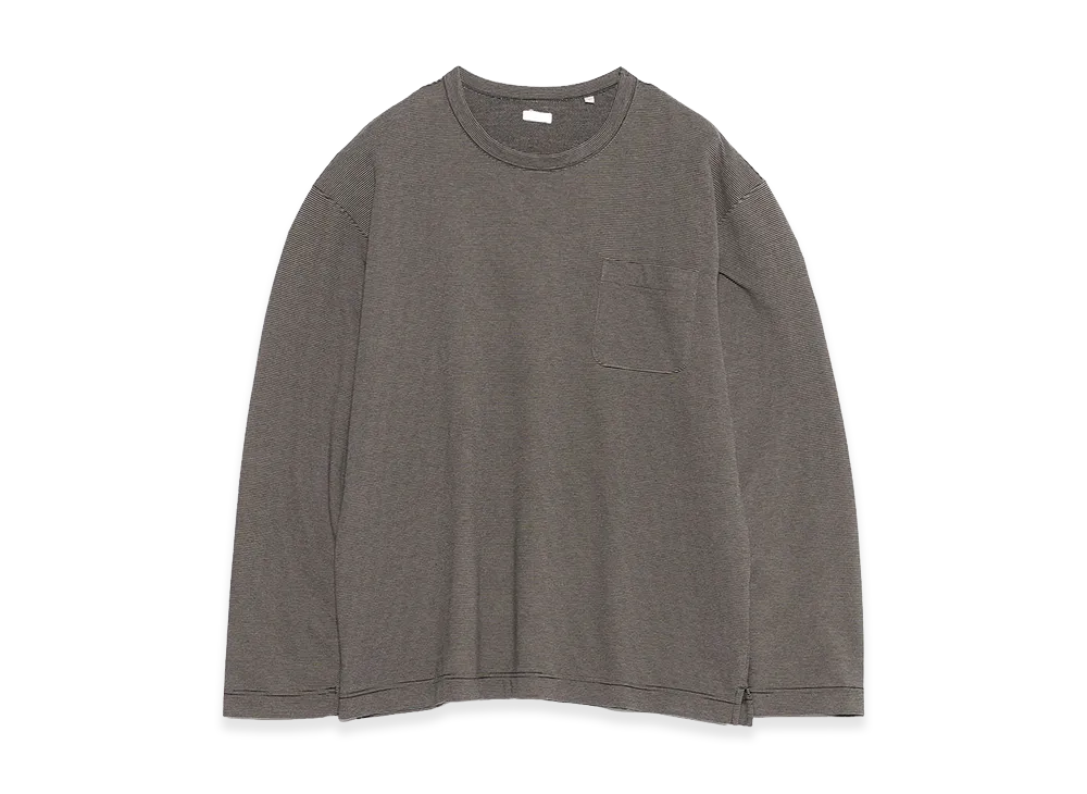 nanamica Micro Stripe Pocket L/S Tee "Black/Gray"