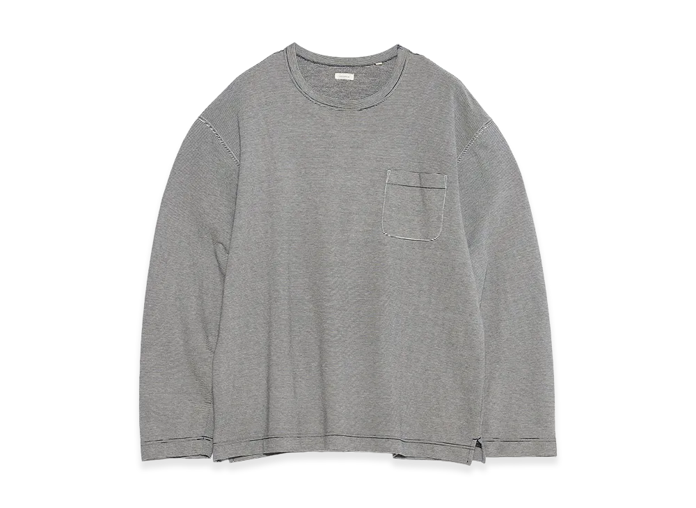nanamica Micro Stripe Pocket L/S Tee "Navy/White"