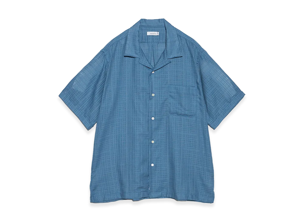 nanamica Open Collar Panama S/S Shirt "Sax"