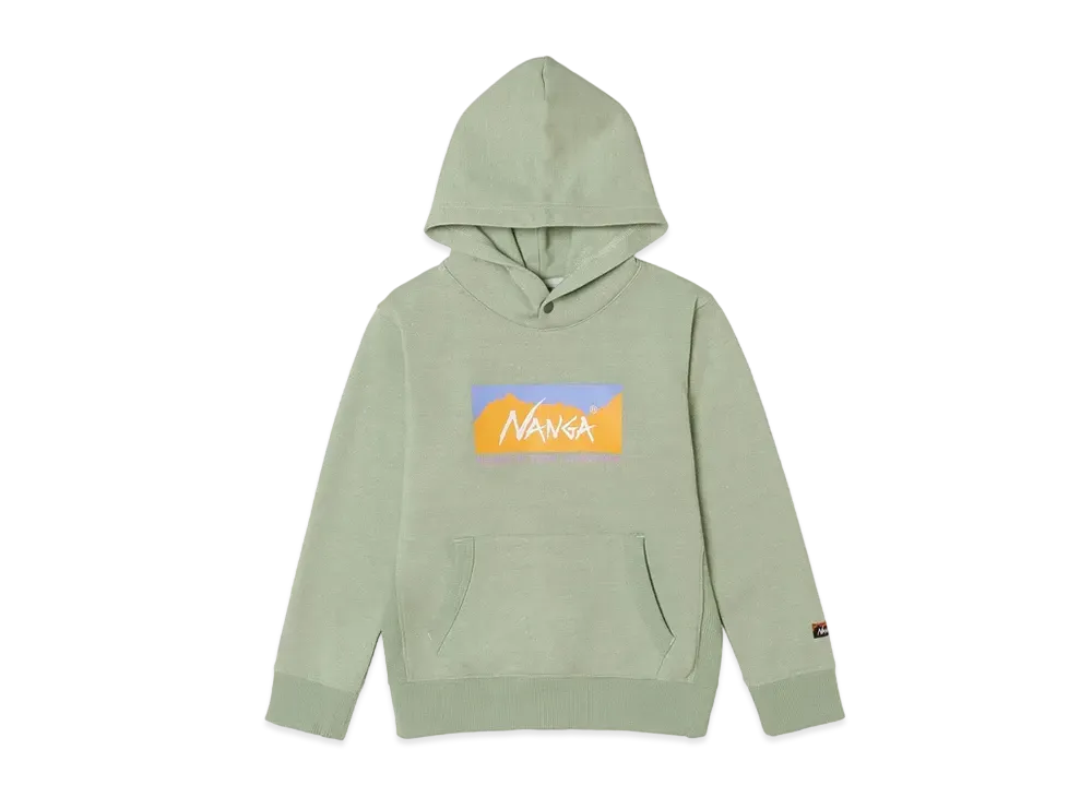NANGA Eco Hybrid Box Logo Kids Sweat Hoodie(Kids) "Sage"