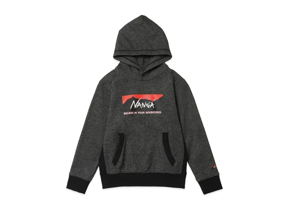 NANGA Eco Hybrid Box Logo Kids Sweat Hoodie(Kids) "Blk"