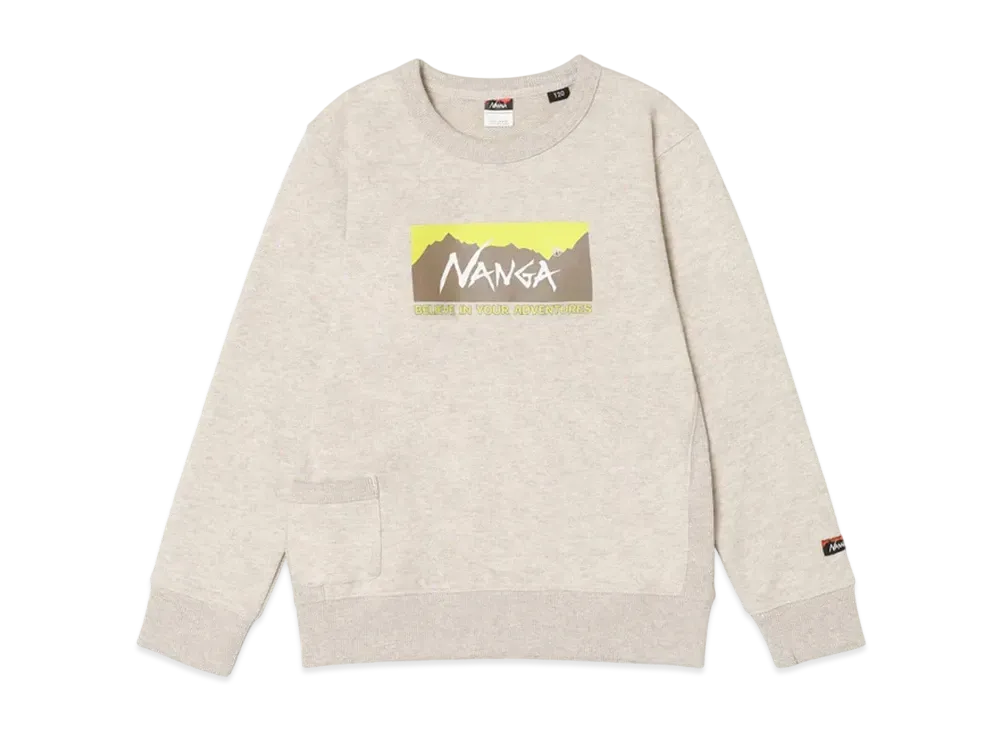 NANGA Eco Hybrid Box Logo Kids Sweatshirt(Kids) "Oatmeal"
