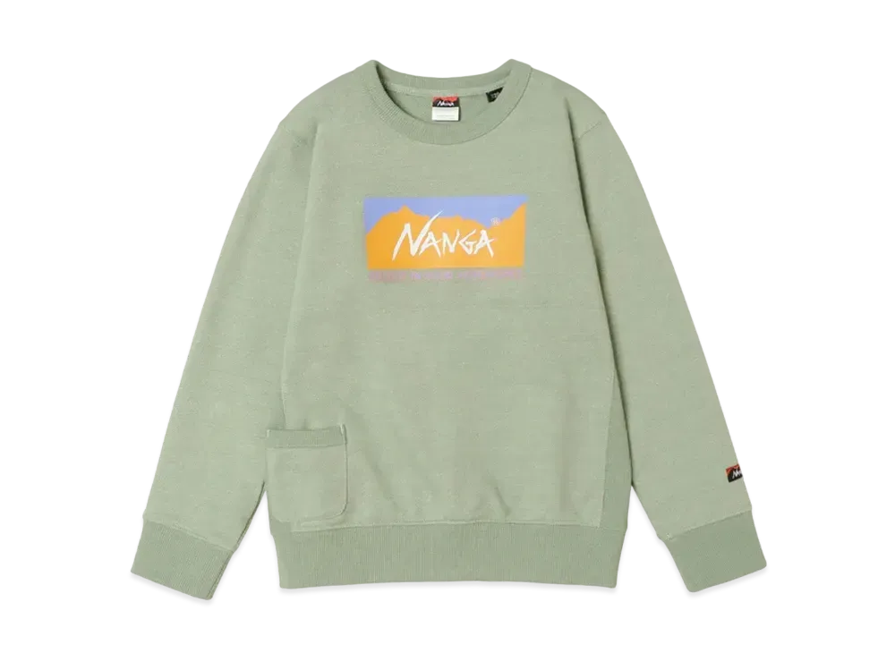 NANGA Eco Hybrid Box Logo Kids Sweatshirt(Kids) "Sage"