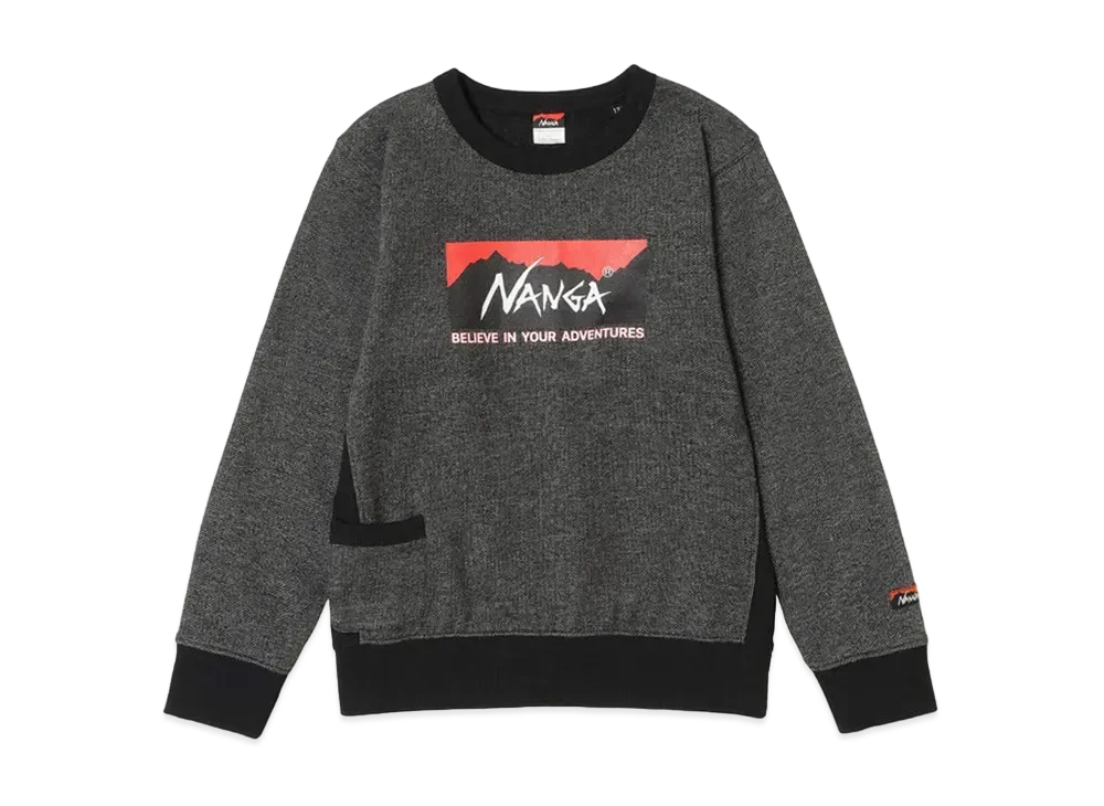 NANGA Eco Hybrid Box Logo Kids Sweatshirt(Kids) "Blk"