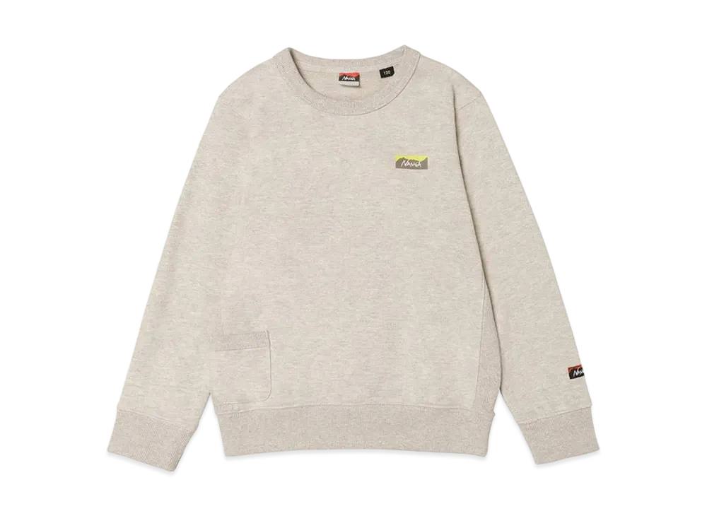 NANGA Eco Hybrid Mini Box Logo Kids Sweatshirt(Kids) "Oatmeal"