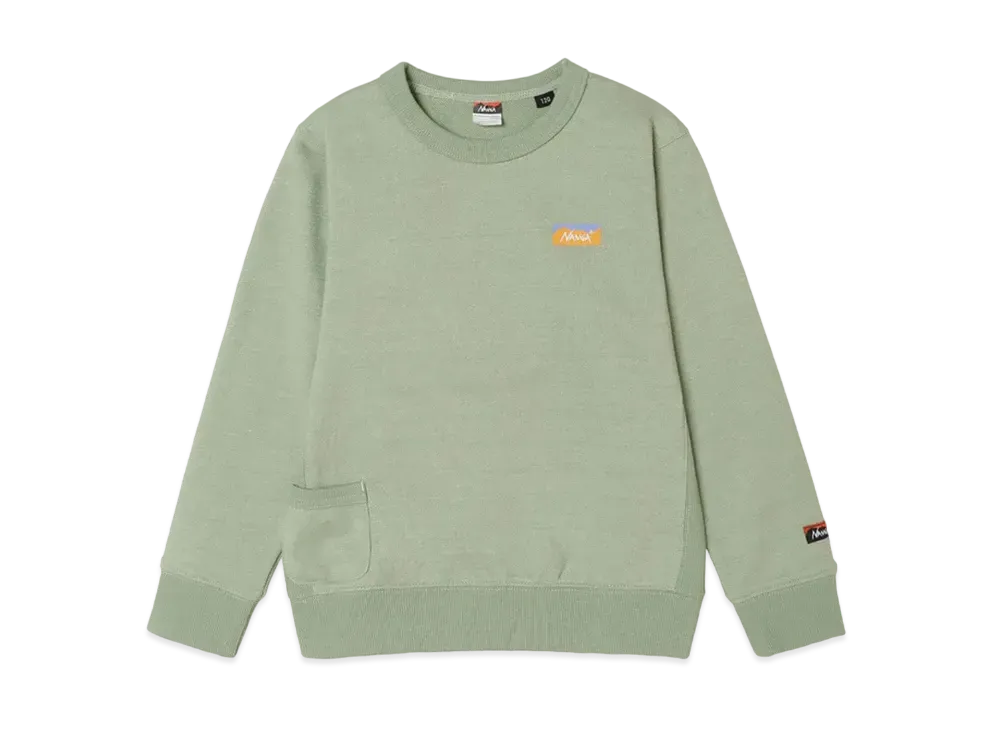 NANGA Eco Hybrid Mini Box Logo Kids Sweatshirt(Kids) "Sage"