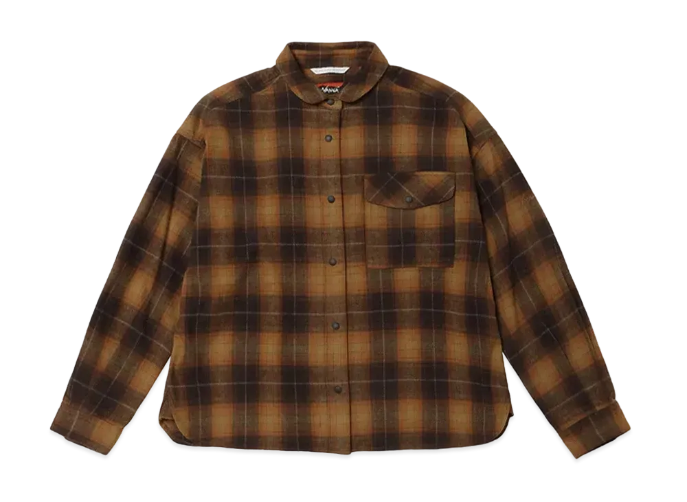 NANGA Women's Fade Plaid Camp Shirt "Brown"