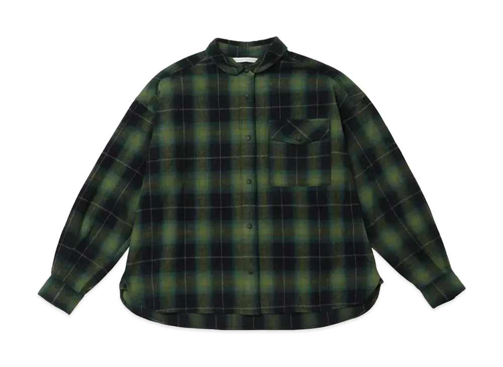 NANGA Women's Fade Plaid Camp Shirt "Green"