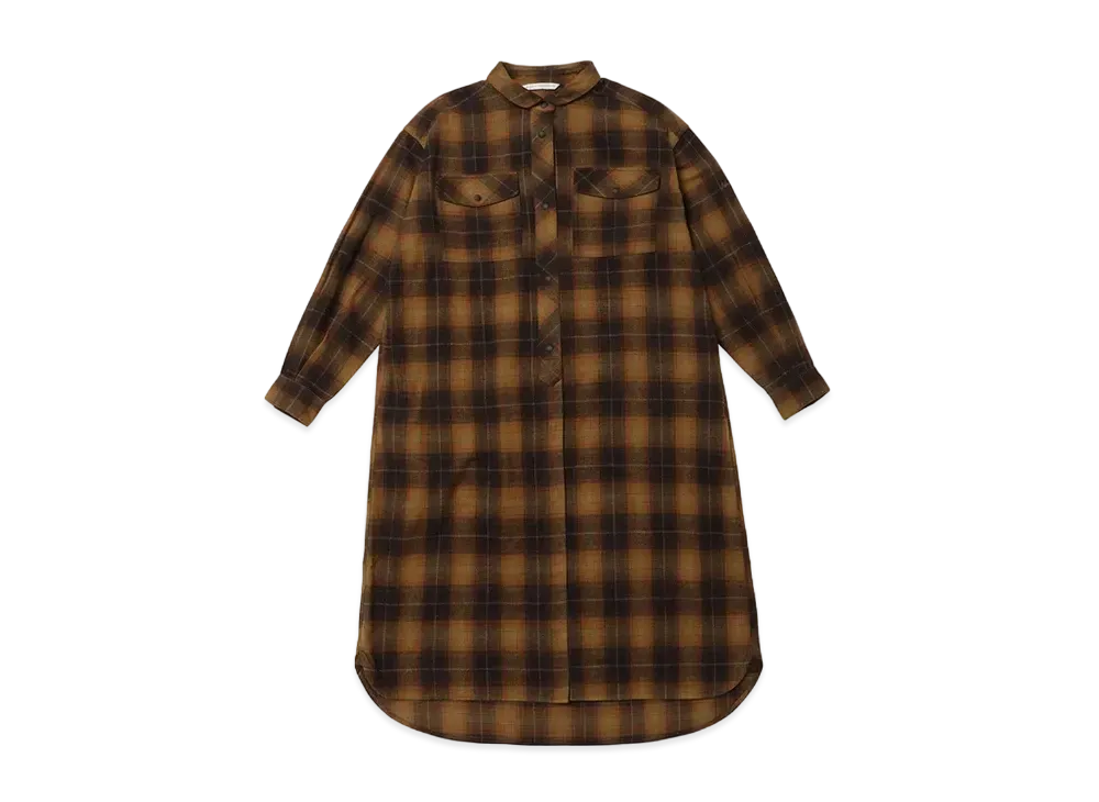 NANGA Women's Fade Plaid Camp Shirt Dress "Brown"