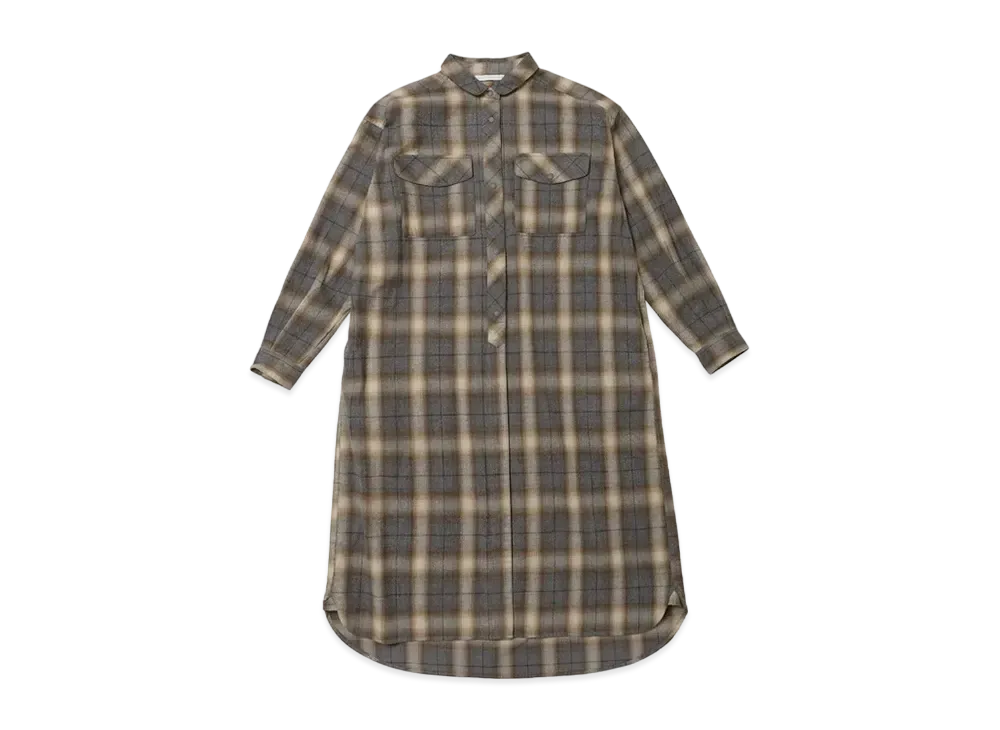 NANGA Women's Fade Plaid Camp Shirt Dress(Women) "Gray"
