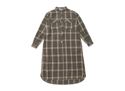NANGA Women's Fade Plaid Camp Shirt Dress(Women) "Gray"