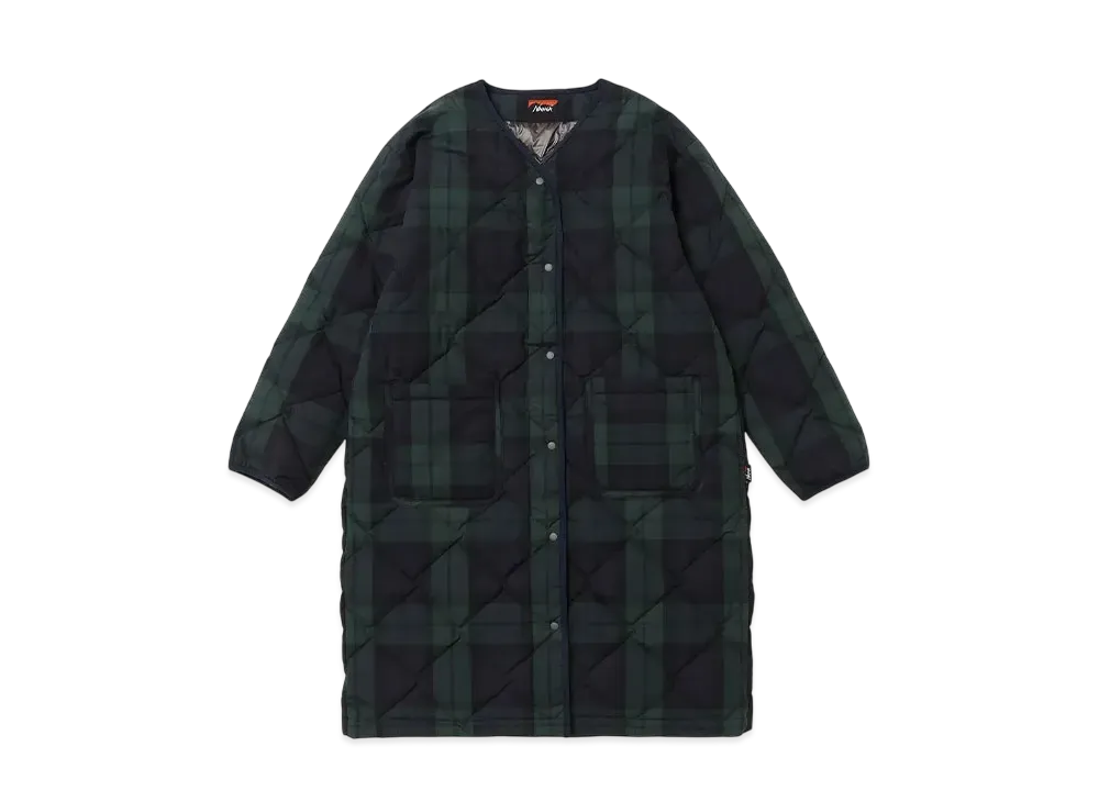 NANGA Women's Cotton Peach Down Long Cardigan "Black Watch"