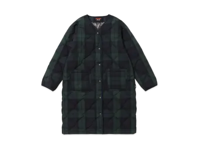 NANGA Women's Cotton Peach Down Long Cardigan "Black Watch"