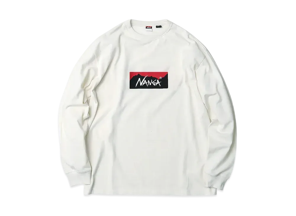 NANGA Eco Hybrid Box Logo L/S Tee(Unisex) "White"