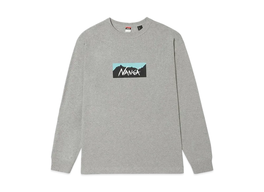 NANGA Eco Hybrid Box Logo L/S Tee(Unisex) "LightGray"