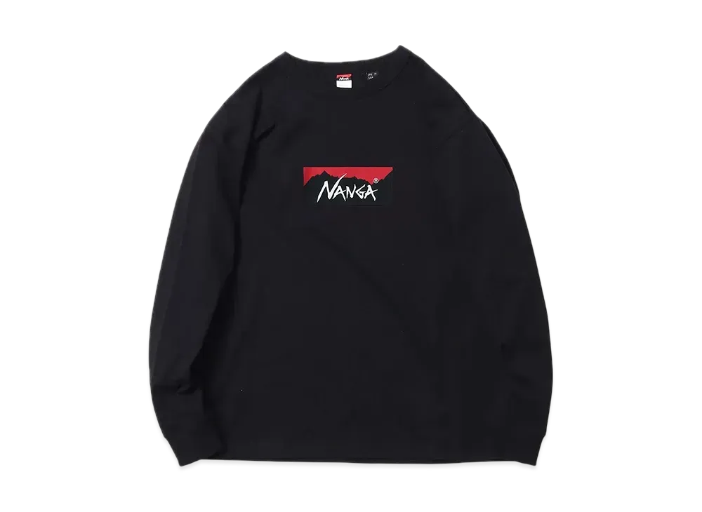 NANGA Eco Hybrid Box Logo L/S Tee(Unisex) "Black"