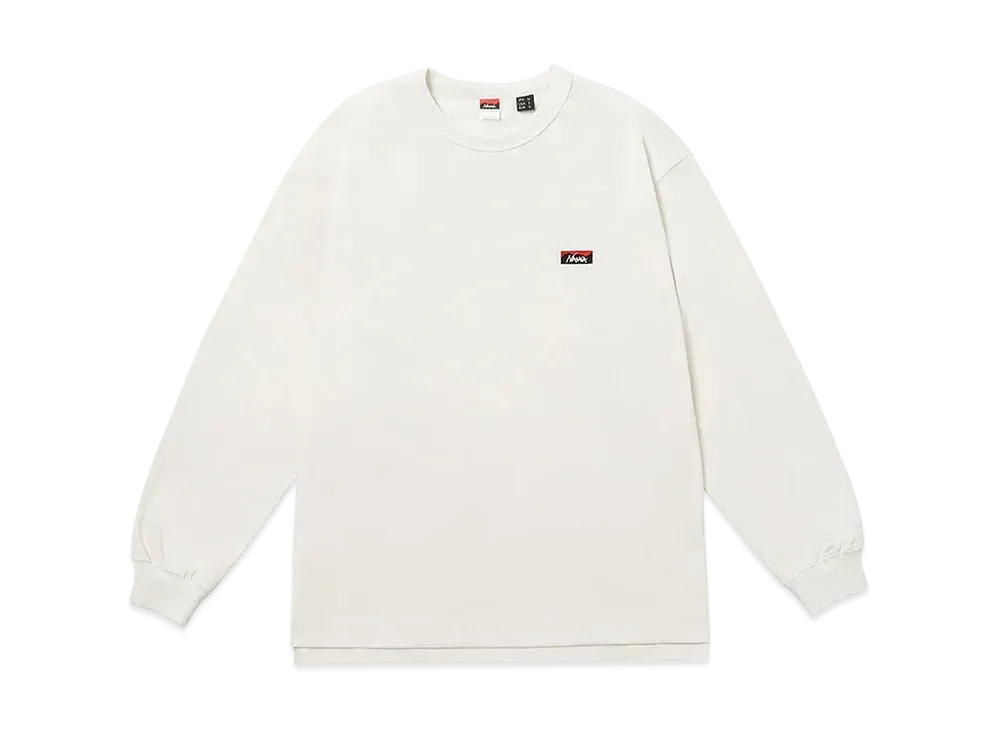 NANGA Eco Hybrid Box Logo Embroidery L/S Tee(Unisex) "White"
