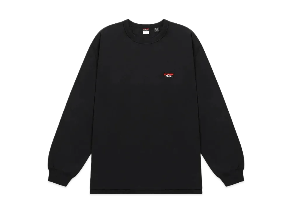 NANGA Eco Hybrid Box Logo Embroidery L/S Tee(Unisex) "Black"