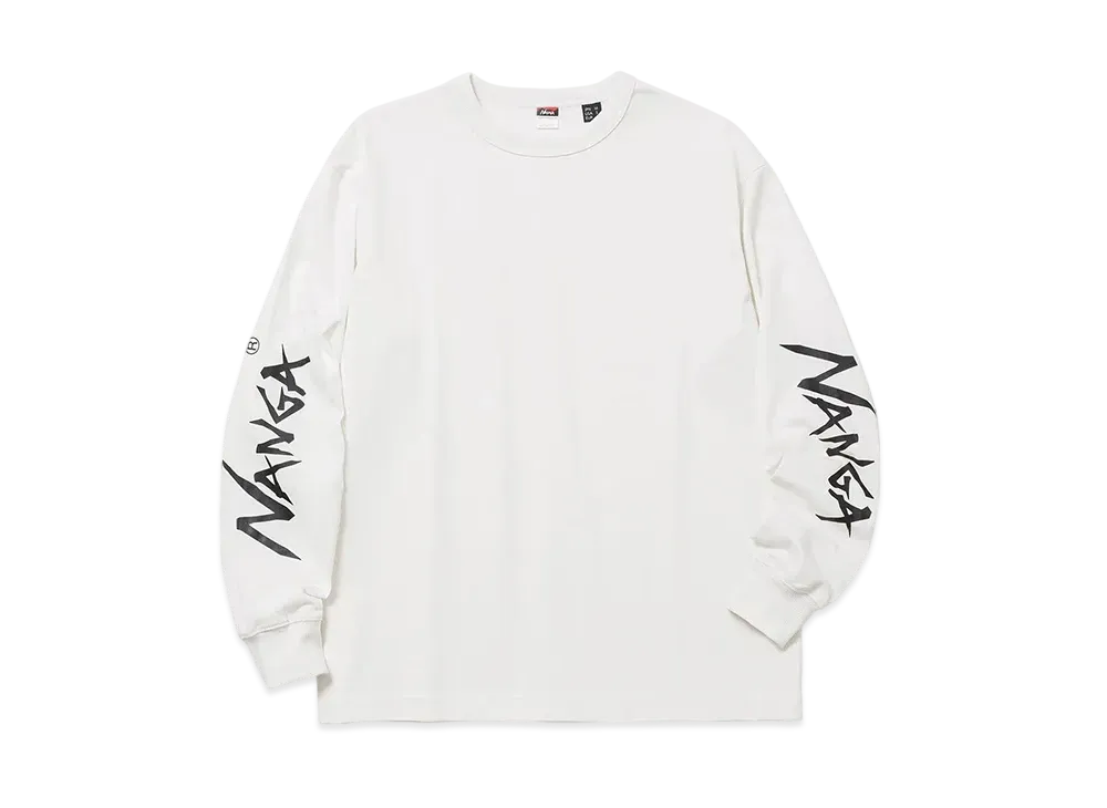 NANGA Eco Hybrid Slv Logo L/S Tee(Unisex) "White"