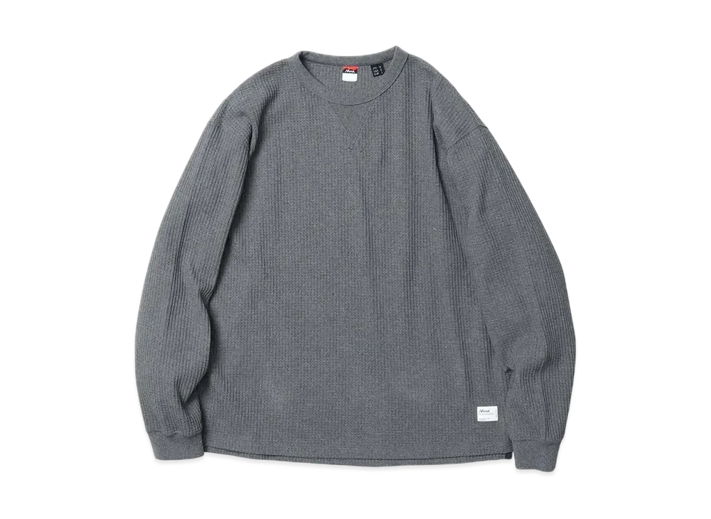 NANGA Eco Hybrid Waffle L/S Tee(Men) "HeatherGrey"