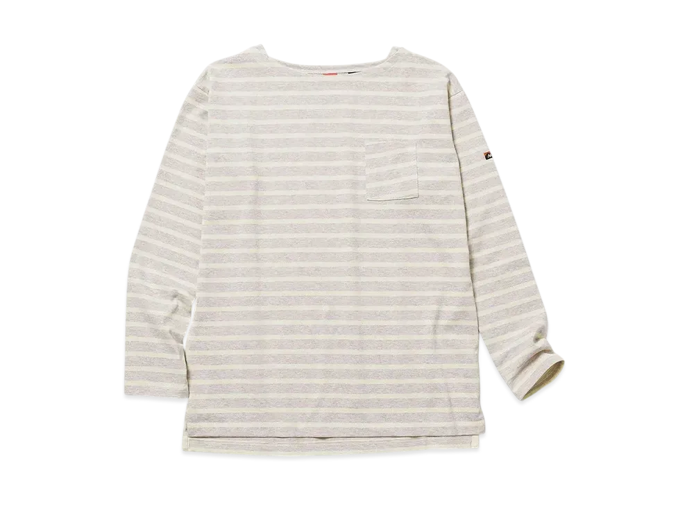 NANGA Eco Hybrid Loose Fit Border L/S Tee W(Women) "Oatmeal/Yellow"
