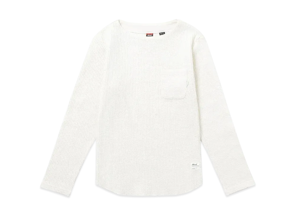 NANGA Eco Hybrid Waffle B.Neck L/S Tee W(Women) "White"