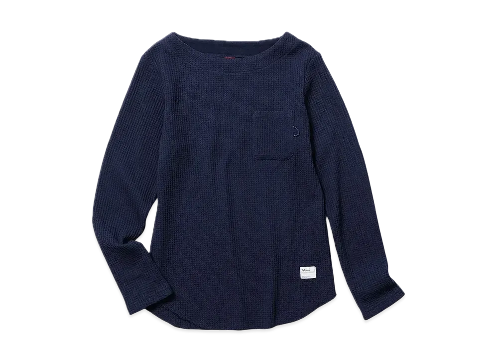 NANGA Eco Hybrid Waffle B.Neck L/S Tee W(Women) "Navy"